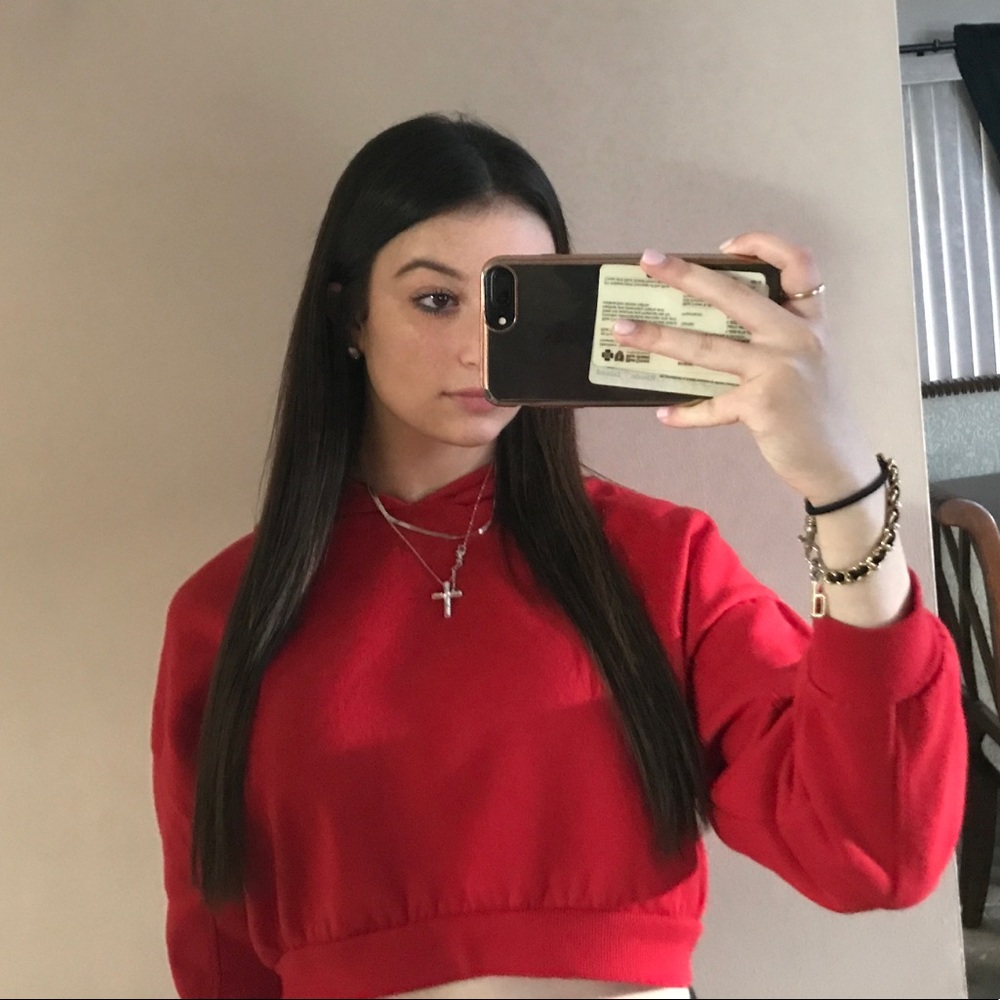 Cropped Red Fashion Nova Hoodie